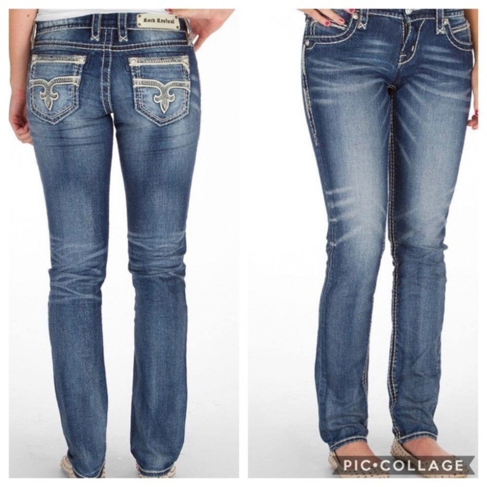 Rock Revival Phyllis Easy‎ Skinny Denim Women's Jeans Size 25 Heavy Stitching